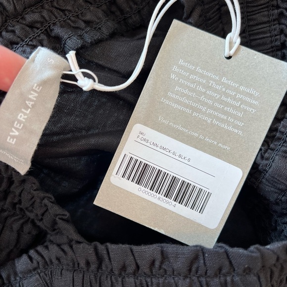 Everlane The Smocked Linen Shift Dress: Black NWT - Picture 15 of 16